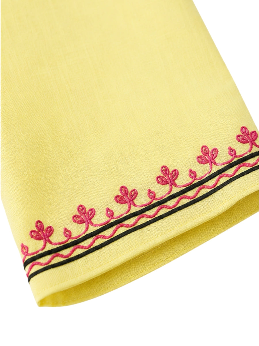 Noor : Aari embroidery summer kurti | Mustard